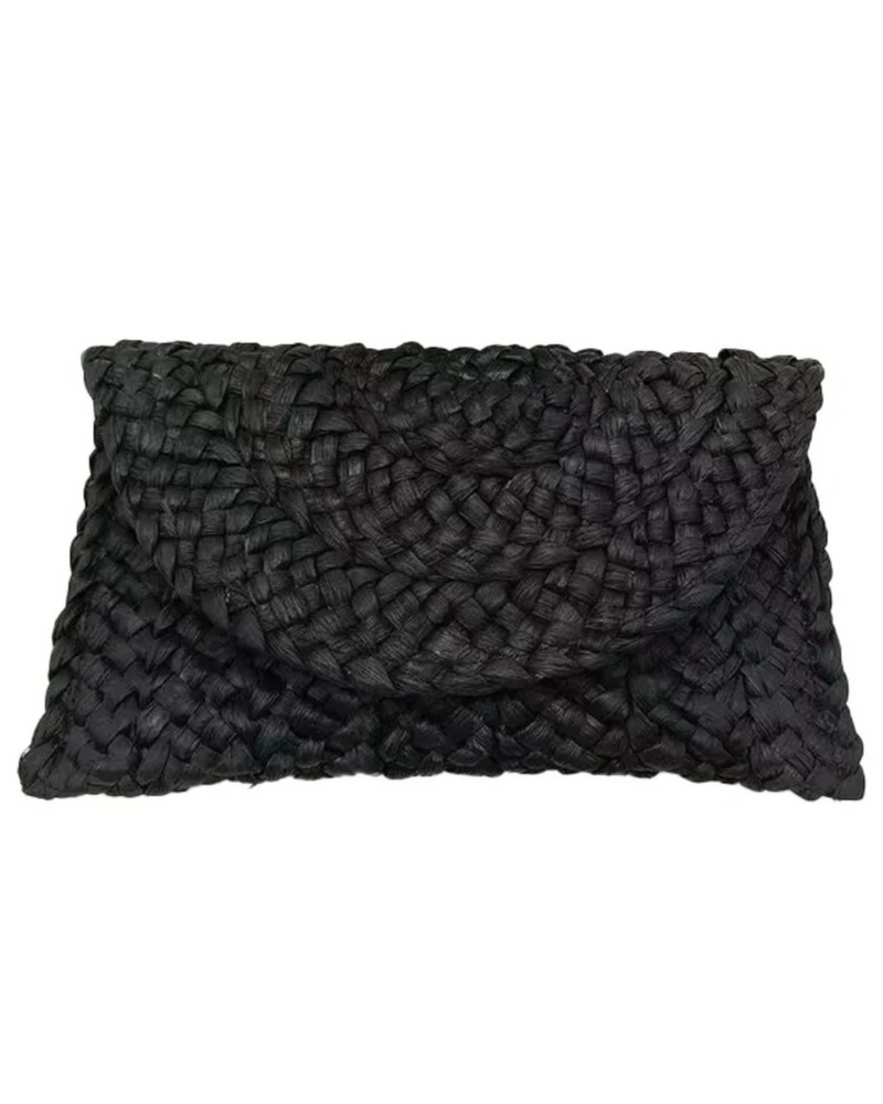 Straw Clutch Black