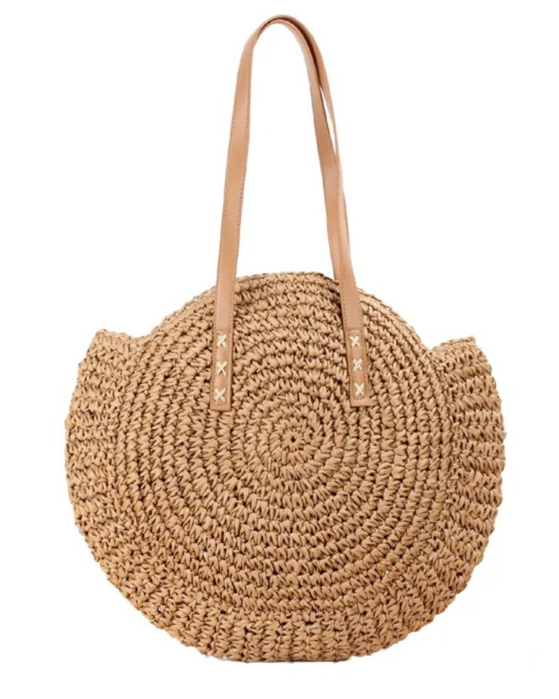 Large Straw Handbag Brown